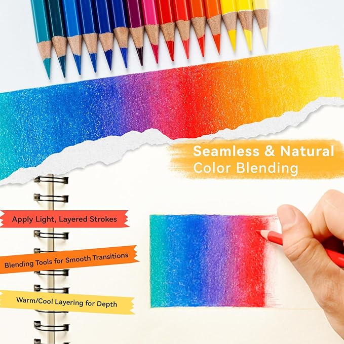 Ohuhu Colored Pencils: 72 Oil-based Drawing Pencils for Coloring Portrait Sketching Landscape, Durable Soft Core, Professional 72 Pack for Artist, Adult & Beginners, Halawa Series