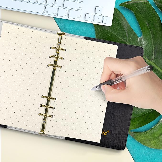 Spiral Notebook Refill,6 Ring Binder Refill,for Filofax/Personal Journal,Doted Paper 45sheets/90 pages, 100gsm quality,Harphia (A6 3.74 x 6.77'',Dotmattrix)