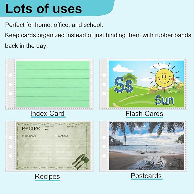 3×5” index card Binder organizer with Plastic pocket Sleeves, small organized folder for recipes Flashcards,portable notecards case holder (2pcs colorful)