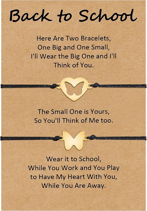 Back to School Gifts Mommy and Me Bracelet First Day of School Matching Wish Bracelets Set for Mother Daughter Son Women Teen Girls Boys Jewelry Gift