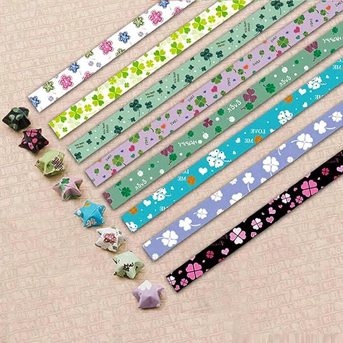Origami Paper Stars, Colorful Handcraft Origami Lucky Star Paper DIY Paper Arts Creativity Hand Art Crafts (four-leaf clover (540) sheets)