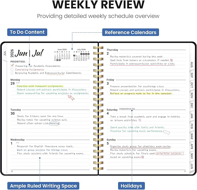 Planner 2026-2027, Monthly and Weekly Academic Planner July 2026 - June 2027, Hardcover Student Teacher Planning Agenda Calendar Book with Tabs, Perfect for Office School Supplies, A5 (6.3" x 8.5") - Floral Whispers