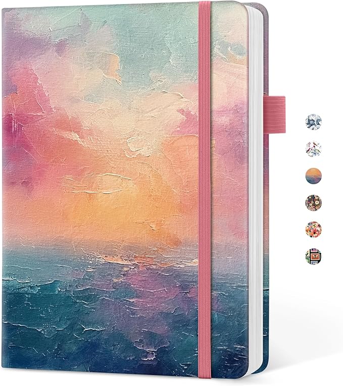 Taja Pretty Dotted Journal for Women, Aesthetic Cute Hardcover Leather Journal for Writing, A5 Journaling Notebook for Work & Sketch, Perfect for Office School Home, 160 Pages, Sunset