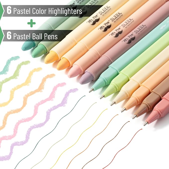 Mr. Pen- Bible Highlighters and Pens No Bleed, 12 Pack | Colorful Ink Pens for Highlighting, Bullet Journaling, Note-Taking, Summarizing, Bible Study, Planning, School and Office Use