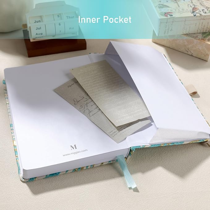 MGGAO Lined Journal Notebook, A5 Fabric Journal for Women Men