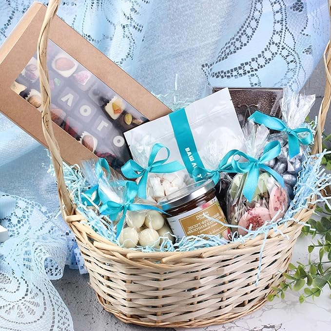 Uptotop 4 oz Blue Crinkle Cut Paper Shred Filler for Gift Wrapping, Gift Basket Filling, Perfect for Birthday, Christmas, Thanksgiving, Halloween, Easter, Valentine's Day, Mother's Day, Father's Day, Wedding & Holiday Decor
