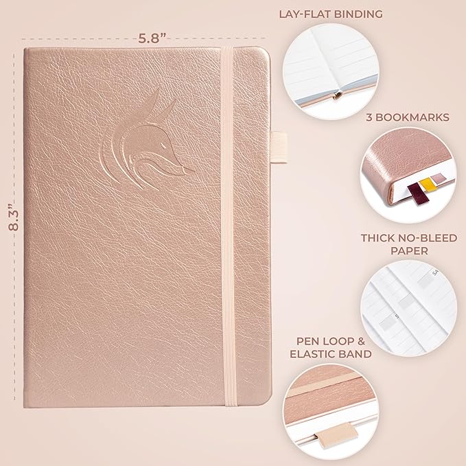 Clever Fox Dated Hourly Weekly Planner 2026 – Daily, Monthly & Yearly Agenda Organizer with Time Slots – Hardcover Journal, A5 Size (Rose Gold)
