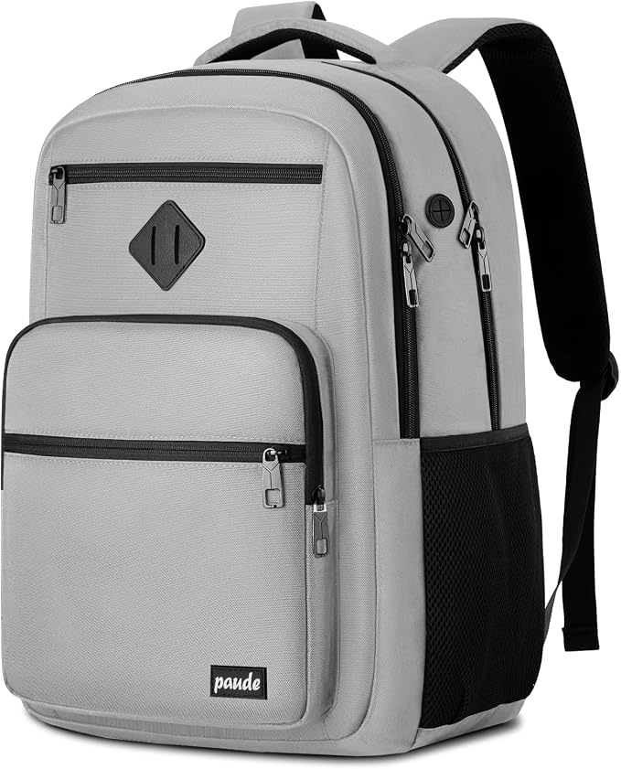 Paude Backpack Gray,School Backpack for Teens Adults Laptop Bookbag for High School College Students Back Pack for Work