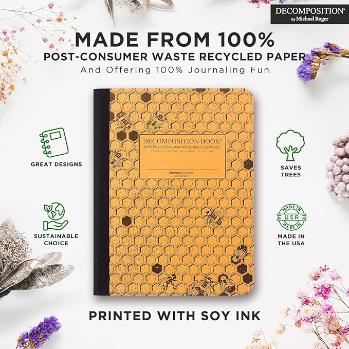 Decomposition Honeycomb College Ruled Composition Notebook - 9.75 x 7.5 Journal with 160 Lined Pages - Notebooks for School Supplies, Home & Office - 100% Recycled Paper - Made in USA