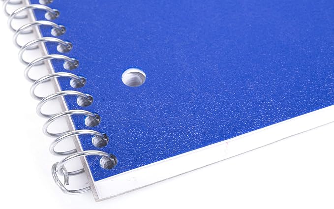Mintra Office Durable Spiral Notebooks, 1 Subject, (Blue, College Ruled 12pk), 100 Sheets, Poly Pocket, Moisture Resistant Cover, School, Office, Business, Professional
