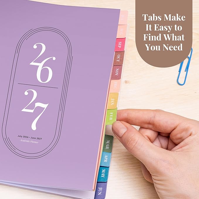 Rileys Academic Planner 2026-2027, Daily, Weekly & Monthly Planner, July 2026 - June 2027, Student Notes Pages, Twin-Wire Binding, Weekly Agenda for School & Work (8 x 6-Inches, Lilac)
