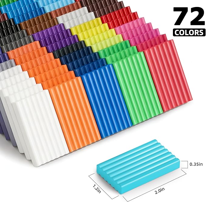 ARTpar Polymer Clay Kit 72 Colors,Modeling Clay for Kids,Non-Sticky Molding Oven Bake with 20 Sculpting Tools and Accessories,DIY Crafts for Kids Adults