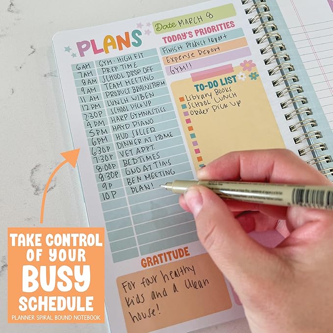 Hadley Designs Daily Planner Undated - Undated Daily Planner with Hourly Schedule, To Do List Notebook for Work, Day Planners for Kids & Adults, Teacher Supplies, Teacher Graduation Gifts