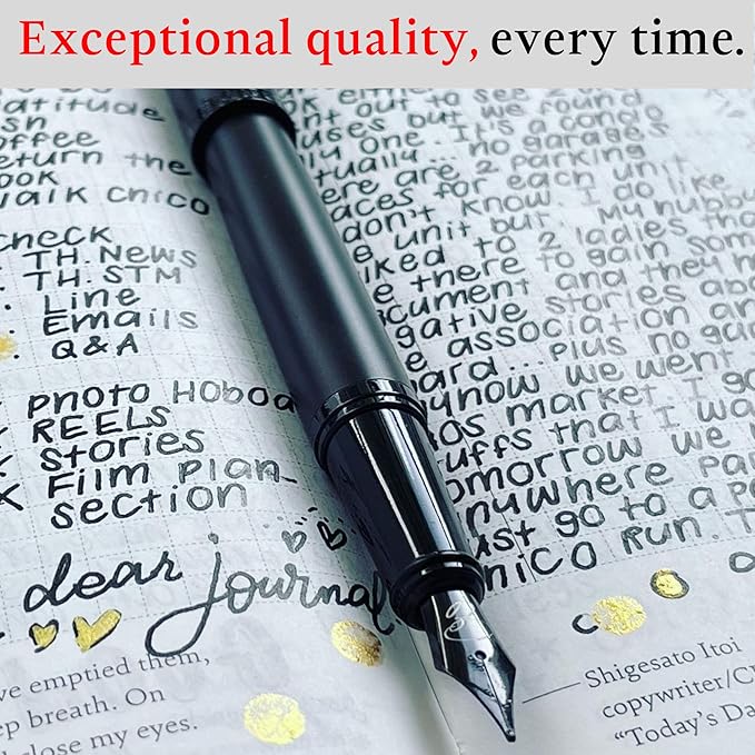 Ellington Pens 24 Vibrant Fountain Pen Ink Refills - 24 Pack International Standard Size Cartridges - Ink for Fountain Pens - Premium Quality & Non-Toxic, Long-Lasting & Waterproof, Dries Quickly