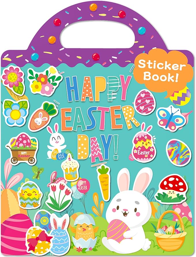 Benresive Reusable Sticker Book for Toddlers, Stickers for Kids, Travel Toys for Arts & Crafts Activities, Birthday Gift for Boys & Girls, Easter Themes