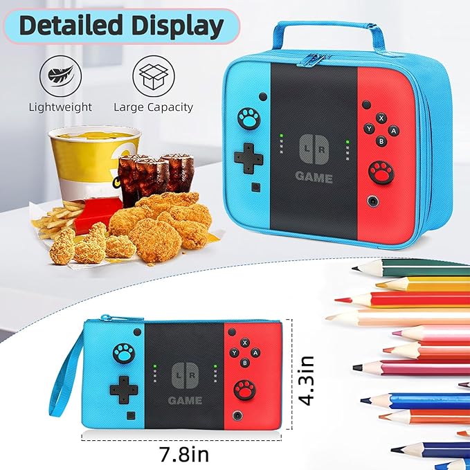 TILYTADLY Kids Backpack for Boys - 3pcs Gamer Boys Backpack with Lunch Box Set for Elementary Middle School - Students Bag for Ages 6-18,17″ Video Game Bookbag Travel Back Pack