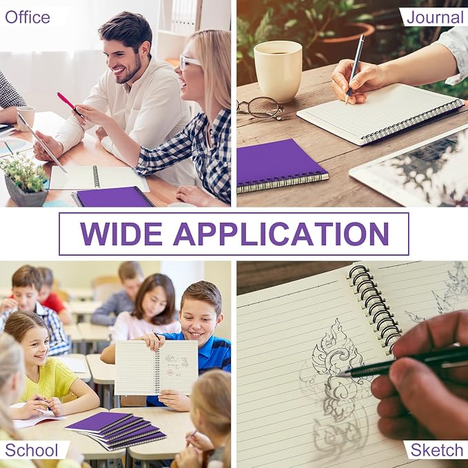 Yahenda 6 Pcs Spiral Notebooks, 1 Subject, Wide Ruled, Purple