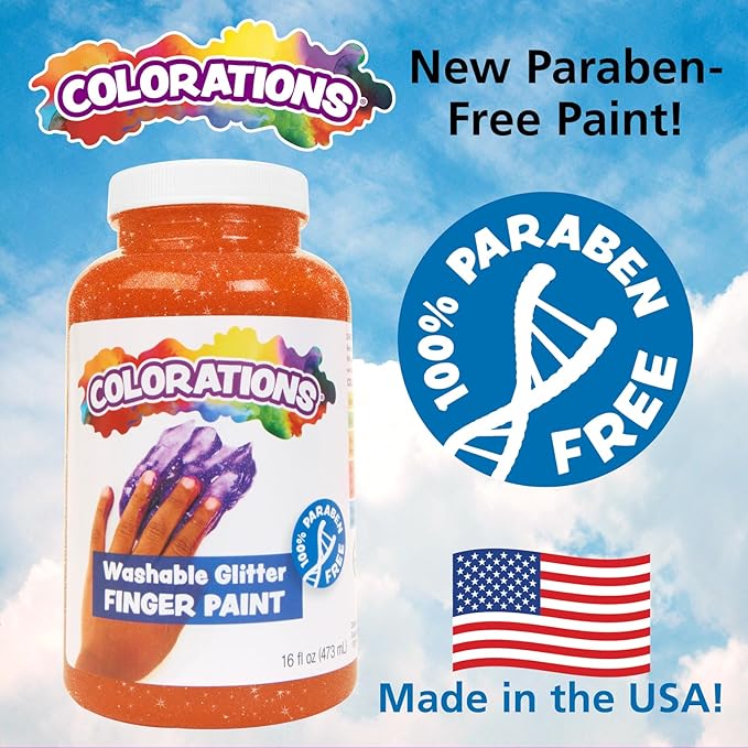 Colorations Washable Glitter Finger Paint, Yellow - 16 oz. (Item # GLFPYE)