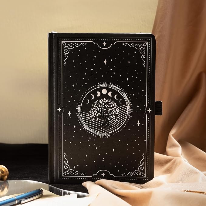 TIEFOSSI Tree of Life Journal, A5 Dotted Journal for Women Men, Dot Aesthetic Notebook with 190 Numbered Pages, Hardcover Vegan Leather Journals with Bookmark, 160 GSM Thick Paper