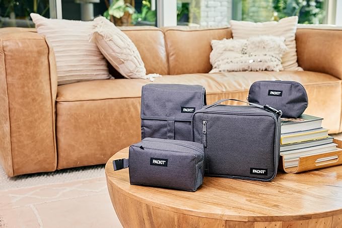 PackIt(R) Freezable Lunch Bag, Gray Fog, Built with EcoFreeze(R) Technology, Foldable, Reusable, Zip and Velcro Closure with Buckle Handle, Designed for Work Lunches and Fresh Lunch On the Go