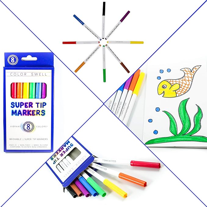 Color Swell Bulk Markers - 20 Packs 8 per Pack (160 Total) - Super Tip Bulk Markers