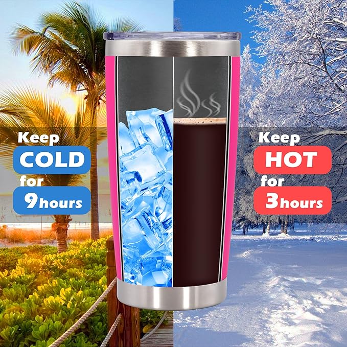AIANJI 20oz Tumbler Bulk Stainless Steel Tumblers with Lid Vacuum Insulated Double Wall Travel Coffee Mug Powder Coated Tumbler Cup for Hot and Cold Drinks(Hot Pink, 6 pack)