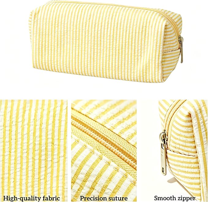 Pencil Case, Pencil Pouch for Women, Pencil Case Small, Pencil Pouch Aesthetic (Striped yellow)