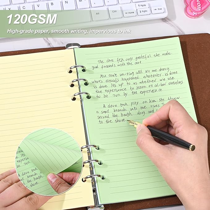 A5 Horizontal Line Loose-leaf Paper, College Scratch 5-Color Filler Paper 6-Hole Notebook 8.26x5.6 inches,50 Sheets/100 Pages (5-Color Lined-50 Sheets, A5)
