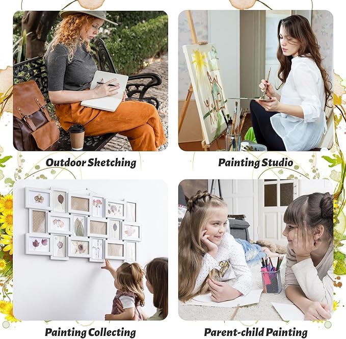 Yoment Hardcover Sketch Book, Sketchbook for Drawing with 2 Pencils, 150GSM Thick Paper, Square Art Sketch Book Drawing Paper Book 160 Pages Sketch Pad Journal for Women Adults,Gift Boxed, Black