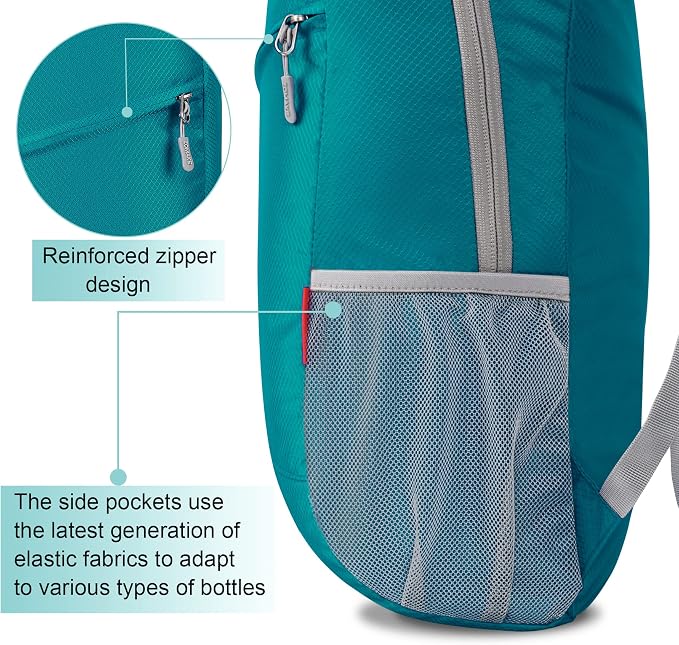ZOMAKE Lightweight Packable Backpack 20L, Foldable Small Daypack for Hiking | Water Resistant Backpacks Day Bag for Travel Outdoor Camping Sport, Everyday Carry, Multi Compartment Storage(Lake Green)
