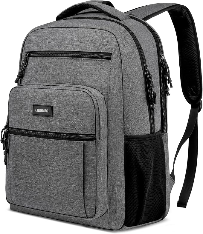 School Backpacks for Teen Boys, Ergonomic Anti-Theft Backpack | Sturdy Large 17.3-Inch Laptop Backpack, Grey Computer Bookbag for High School & College Students