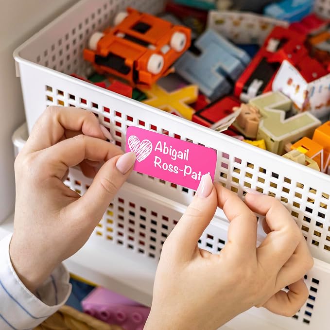 Personalized Waterproof Name Labels for Kids | Optional Packs 50, 150, 230 Labels | Custom Name Stickers for Kids' Clothing Tag, Water Bottle, Lunch Box, Customize Kid Name Label for Daycare Hearts