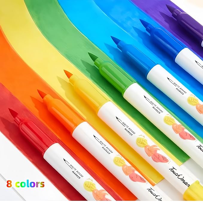 Soft Tip Art Dry Erase Markers Washable Colorful Whiteboard Pens with Magnetic Storage Box, Low Odor Non-Toxic Easy Erase Markers for Doodling, Painting & Calligraphy