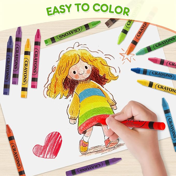Crayons Bulk 24 Count, 48 Individual Boxes of 24 Assorted Colors for Kids 4-8, Classroom Crayons for Preschool Kindergarten & Toddlers, Non Toxic Back to School Supplies Stocking Stuffers Party Favors