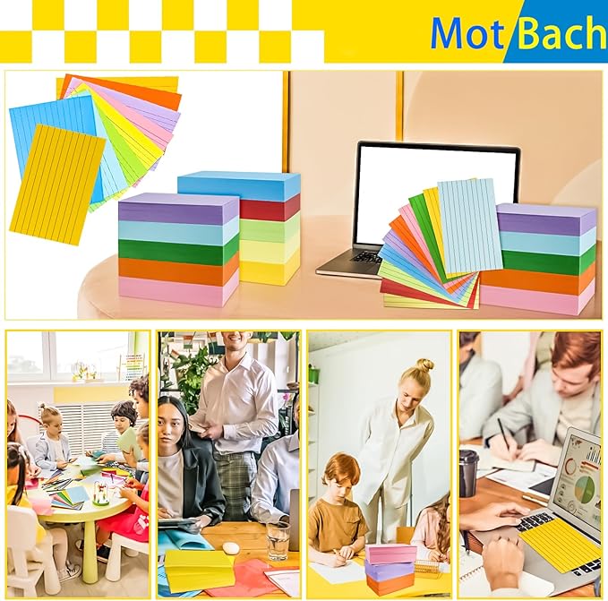 280Pcs Colored Index Cards 3x5 Inch Flash Cards with Lines Note Card Flashcards, Colorful Ruled Card Pad Index Note Books 3 x 5 Notecards for Studying School Supply College Office