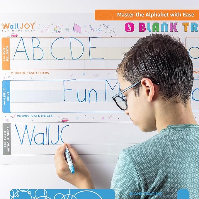 Dry Erase Handwriting Practice for Kids – 39.4×16” Large Clear Lined Dry Erase Board, Whiteboard with Lines that Sticks to Any Surface