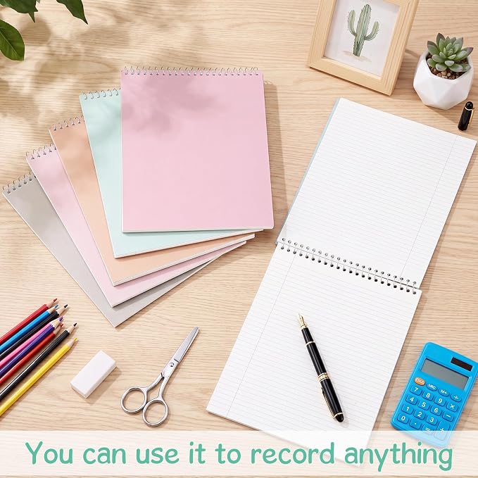 Maitys 6 Pcs Steno Spiral Notebooks, Pastel Color, Boho Style