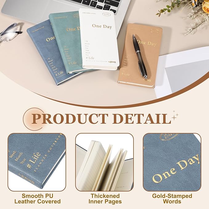 PATIKIL 2Pcs Planner Notebook, 7 x 3.8" 96 Sheets Undated Daily Planner Pocket to Do List Daily Weekly Goals Notebook for Office Home Study Work Time Management Habit Tracker, Blue