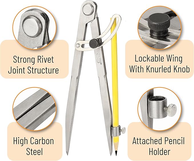 Mr. Pen- Professional Compass for Woodworking, Compass with Wing