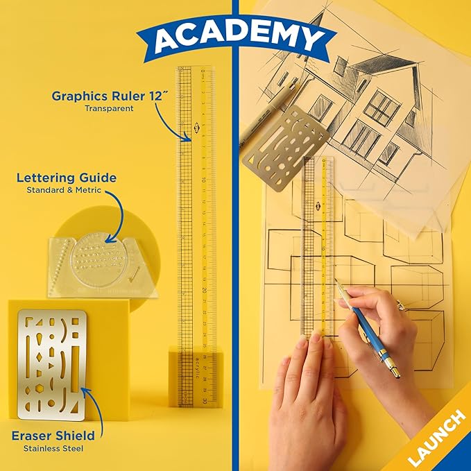 ALVIN Academy Drafting, Drawing and Design Launch Kit | 10 Pieces | Class Tools for Geometry, Architecture and Engineering Students | - Model DDKL1