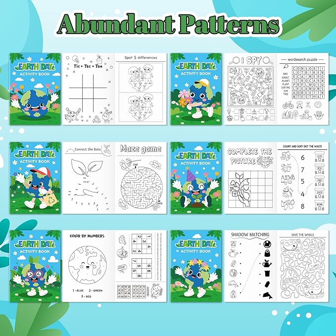 JAPBOR Earth Day Activity Coloring Books - Mini Save The Earth Activities Color Book Bulk for Party Favors, World Environment Day Small Colouring Pages for Gifts Giveaways Class Painting Games