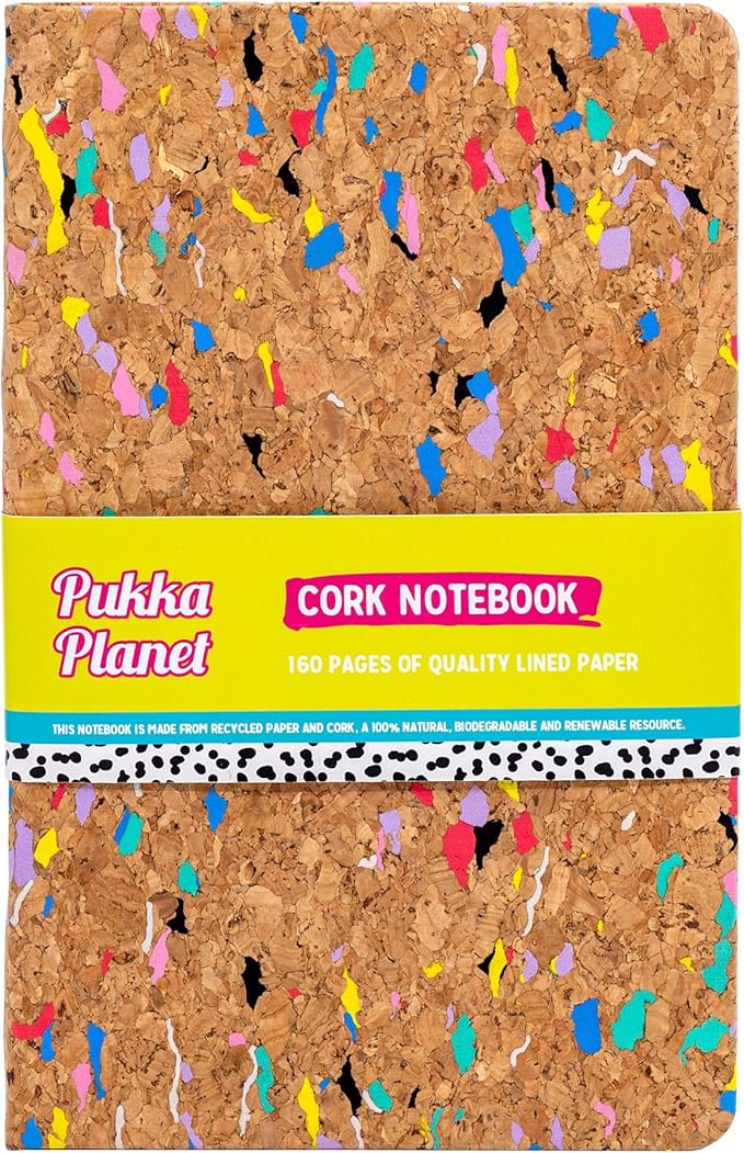 Pukka Pad, Pukka Planet Cork A5 Soft Cover Journal – Casebound Cork Cover Notebook with 160 Pages, 80 Sheets of Recycled FSC Certified 80GSM, 8mm Lined Paper for Home, School & Office, 8.5 x 5.3in