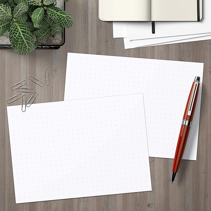 321Done Dot Grid Index Cards, Dot Pattern - Made in USA - Extra Large 5x7 (Set of 50) Dot Bullet 0.25" Double-Sided Planner Journal, Planning Graph Ruled Thick Heavy Duty Cardstock, 1/4 inch, White