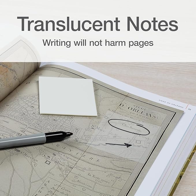 Redi-Tag Translucent Sticky Notes, Transparent Self-Stick Notes, 3" x 3", Transparent Colors, 8 Pads, 50 Notes Per Pad, 400 Sheets (1019169)
