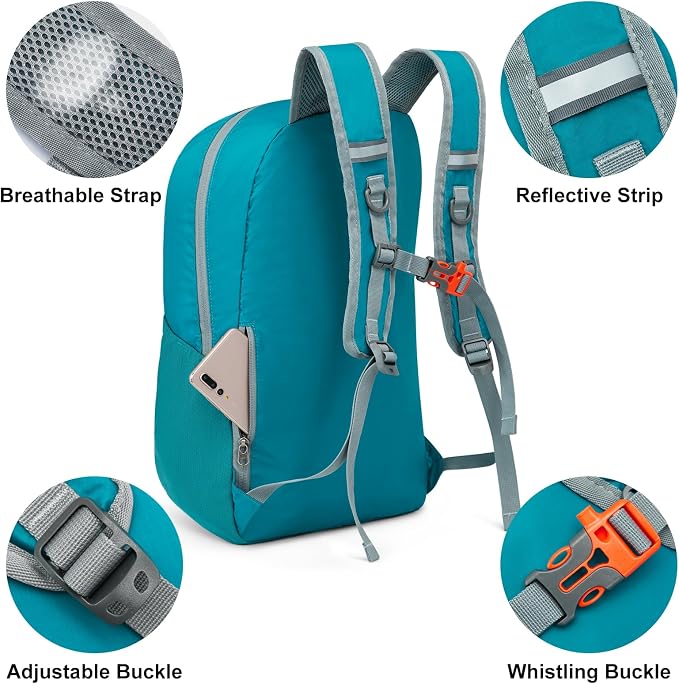 G4Free 24L Lightweight Packable Hiking Backpack Sport Travel Daypack Water Resistant for Women Men | Water Resistant Material, 11.4*7.9*18.5 in, Outdoor Sports, Travel, Hiking, Day trips, Cycling, Daily Use, Foldable Backpack