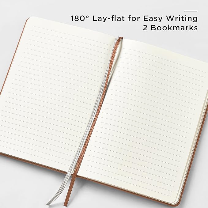 &And Per Se Lined Journal and Pen Set, A5 Leather Hardcover Notebook with Pen & Stationary Set, 160 Pages 100GSM Thick Ruled Paper Journal for Business Work Writing (Light Brown)