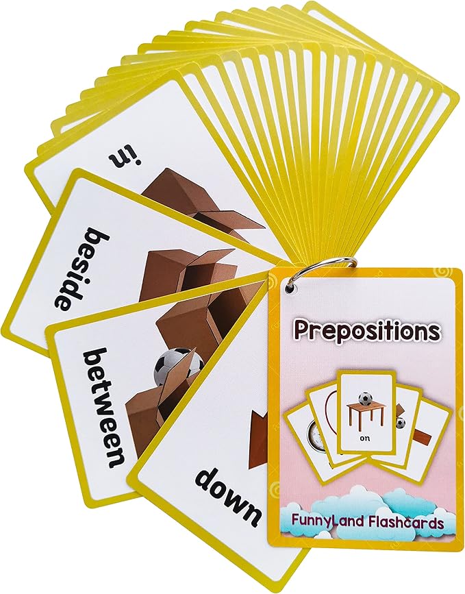 Lilias Prepositions Flash Cards, Toddler & Preschool Learning Toys, Kindergarten Homeschool Supplies, 22 Cards, 4.3 X 3.14 Inch