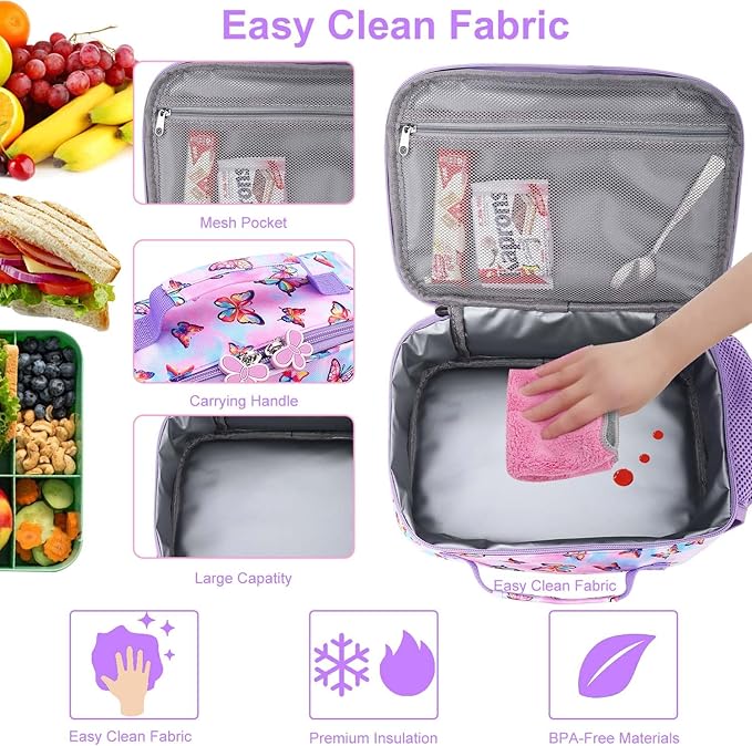 RHCPFOVR Kids Lunch Bag - Insulated Lunch Box for Boys Girls,Washable Lunch Bag and Reusable Toddler Leak-proof Lunchbox for School and Daycare