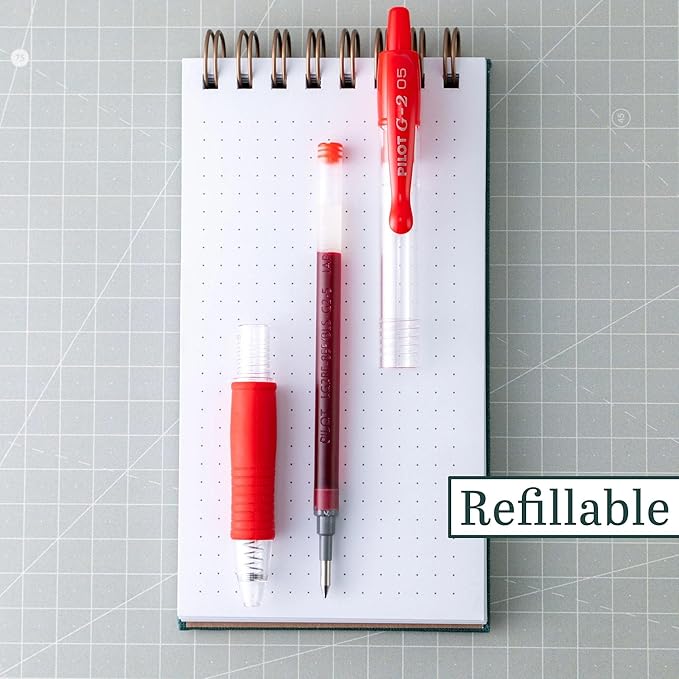 PILOT G2 Premium Refillable and Retractable Rolling Ball Gel Pens, Extra Fine Point, Red Ink, 12-Pack (31004)