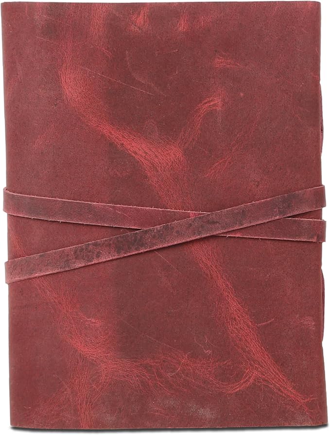 Leather Journal with Unlined Deckle Edge Paper 8x6 inch and Vintage Key | Handmade Writing Notebook Diary | Bound Daily Notepad for Men & Women Medium, Sketch/Writing pad for Artists